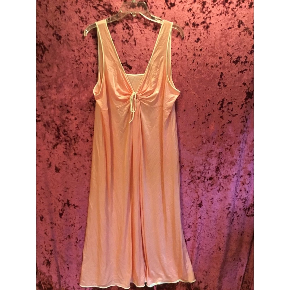 Vintage nightgown maxi dress kaftan peach pink Vassarette size 44 large
